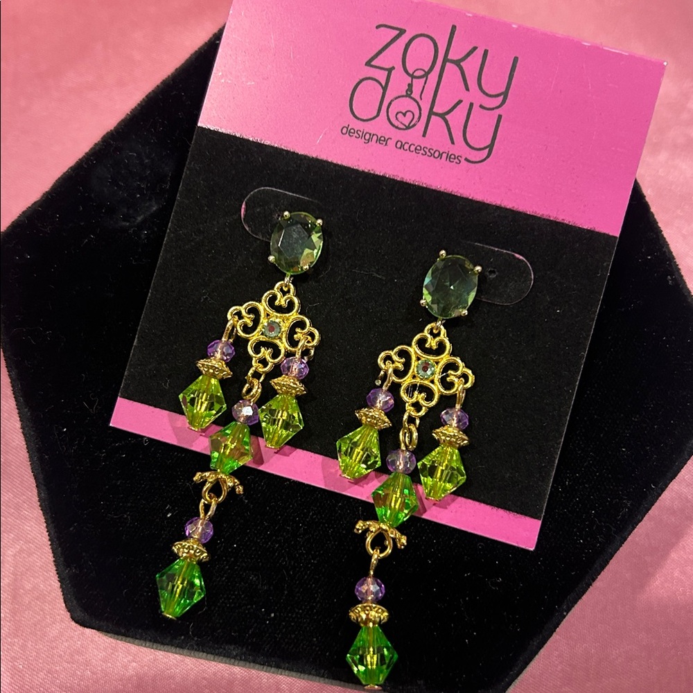 Peridot with Lavender Crystal Earrings-NWT - Picture 7 of 8